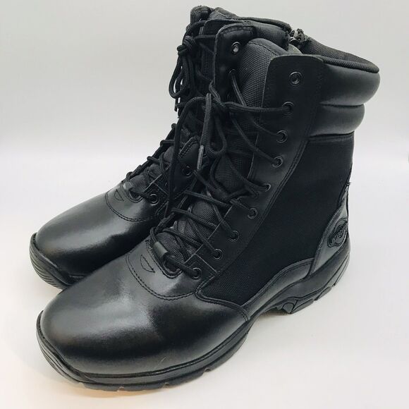 Interceptor MNIN0440111 Black Leather Men's 12 Side Zip Lace Up Tactical Boots - Picture 3 of 13